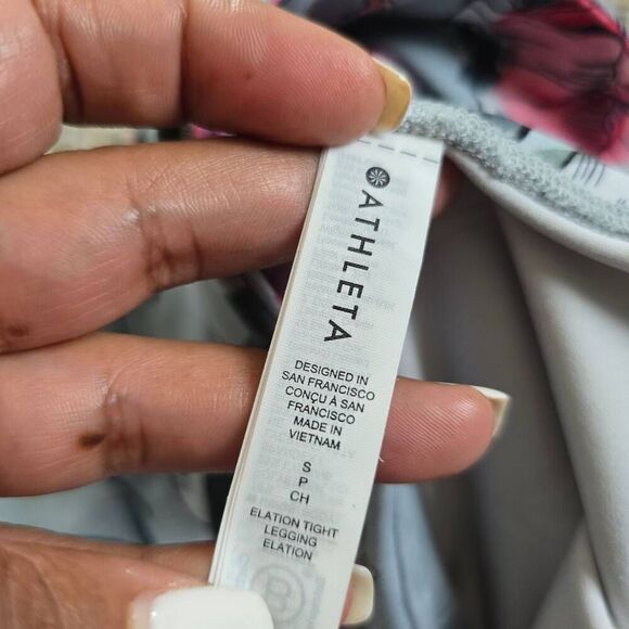 Athleta Elation Tight Leggings Women's Small Blue Red Floral Activewear Stretch - Picture 4 of 6